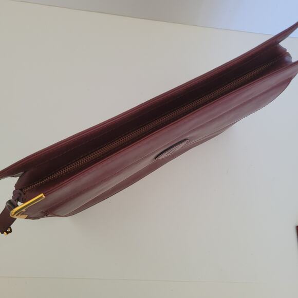 Cartier Must Line Vintage Wristlet Clutch Bordeaux Red Leather Zip Bag Unisex - Picture 12 of 12
